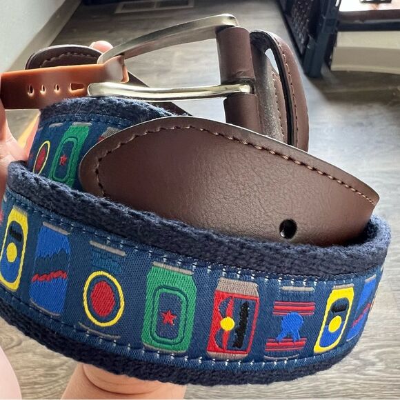 NWT Tommy Bahama Beer Can Beverage Cans Multicolored Blue Belt Mens size S 30-32 - Picture 4 of 11